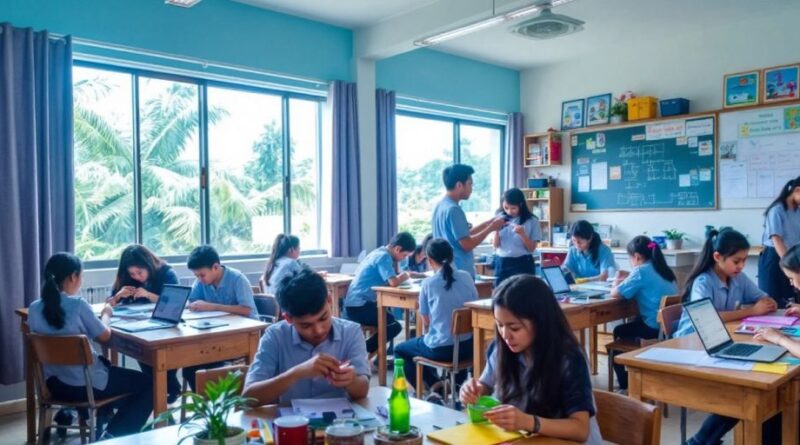 Siswa aktif belajar di kelas SMK Pandutama Bogor.