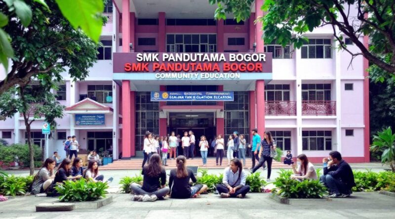 Kampus SMK Pandutama Bogor dengan siswa belajar.