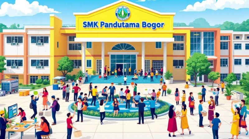 Kampus SMK Pandutama Bogor dengan siswa aktif berlatih.