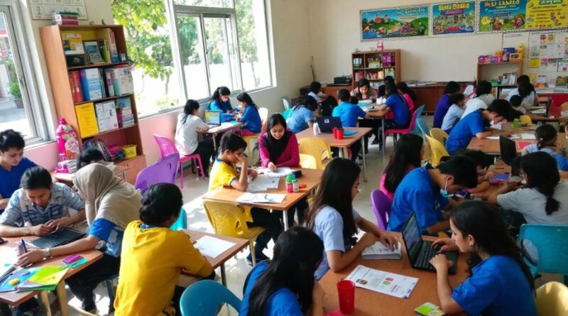 Kelas SMK Pandutama dengan siswa belajar bersama.